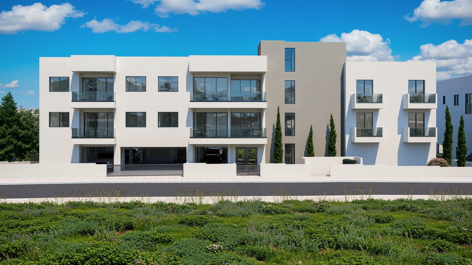 Melania Gardens D_Begonia Block 1 – Front Modern Three-Bedroom Apartments with Sea Views in Chloraka, Paphos