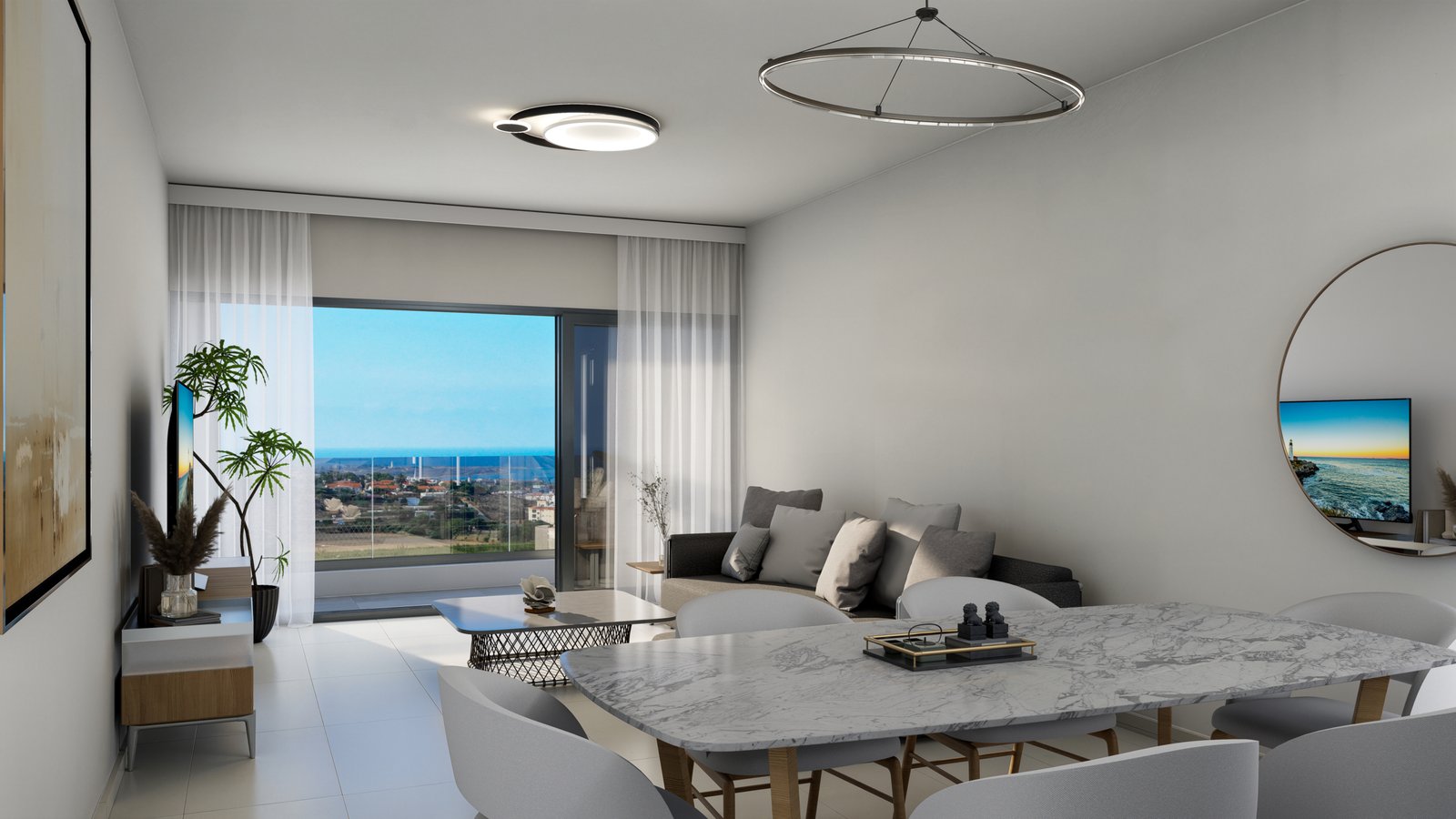 Melania Gardens D_Begonia Block 2 – Living Room Modern Three-Bedroom Apartments with Sea Views in Chloraka, Paphos