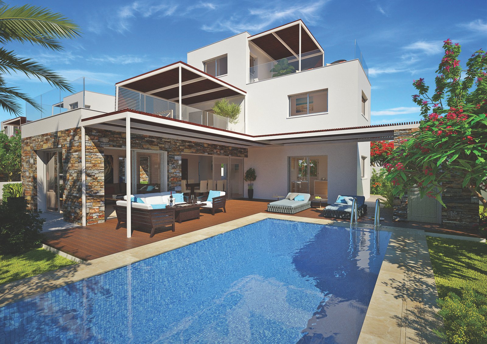 Luxury Four-Bedroom Four Bathroom Coastal Villas in Geroskipou