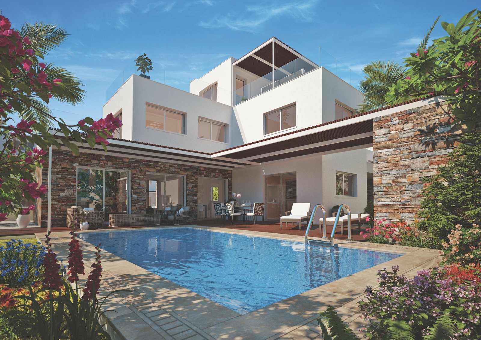 Luxury Four-Bedroom Four Bathroom Coastal Villas in Geroskipou