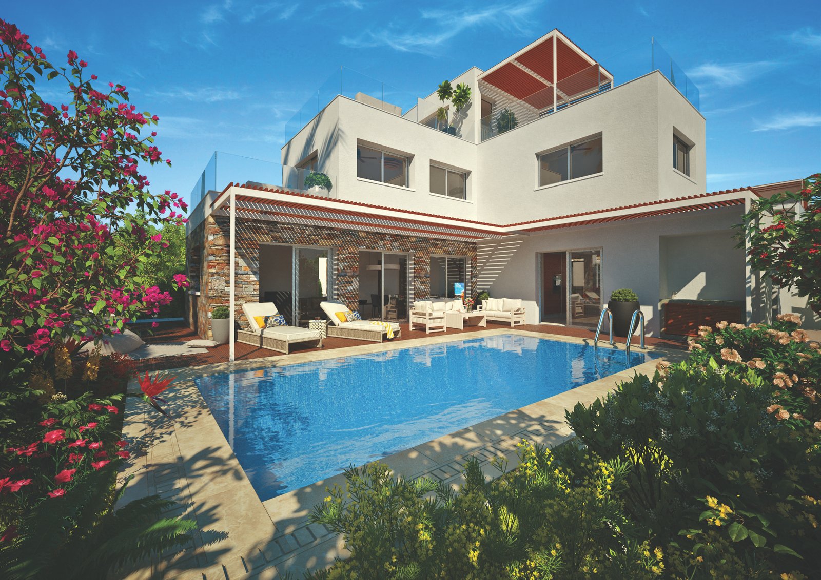 Luxury Four-Bedroom Four Bathroom Coastal Villas in Geroskipou