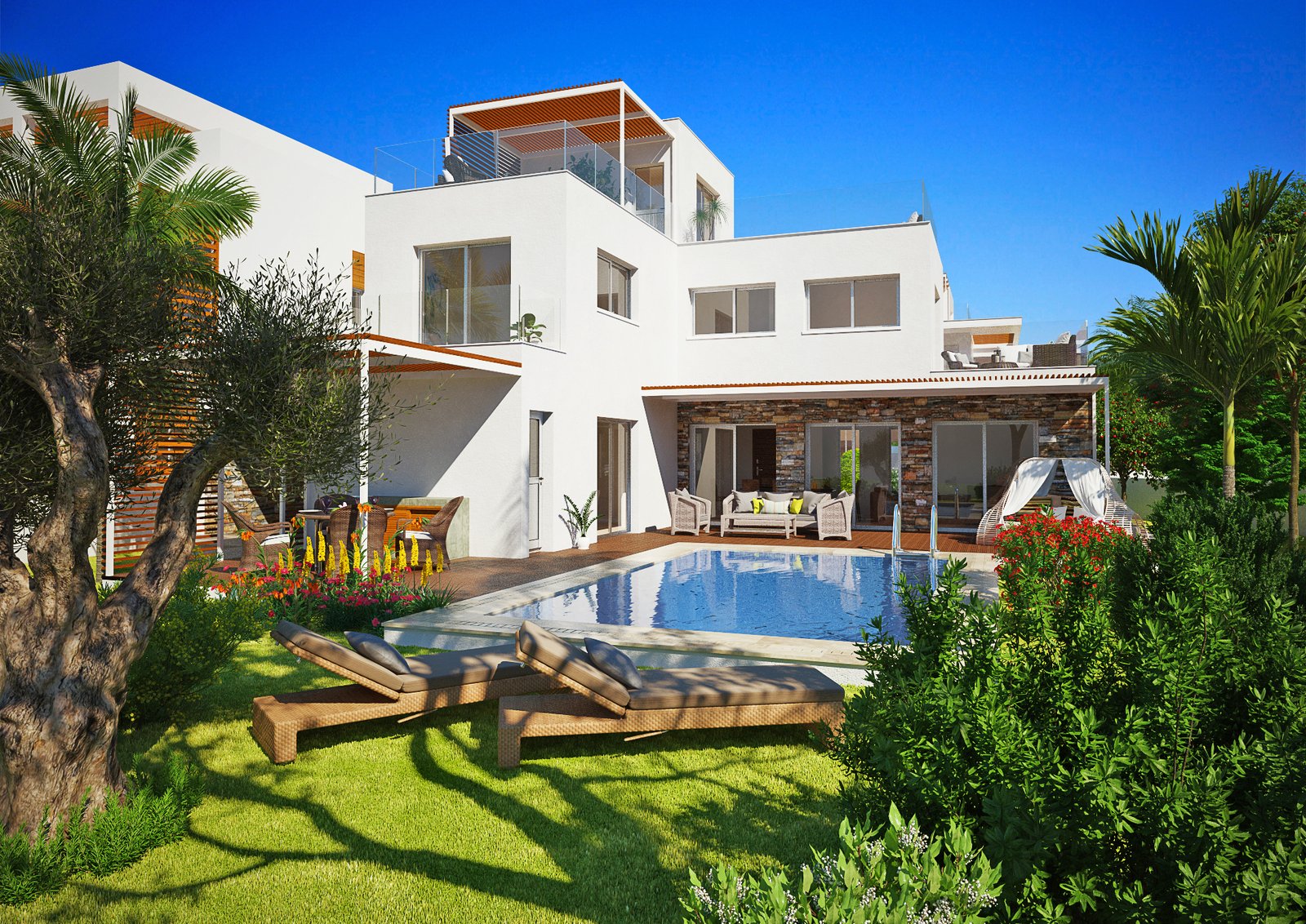 Luxury Four-Bedroom Four Bathroom Coastal Villas in Geroskipou