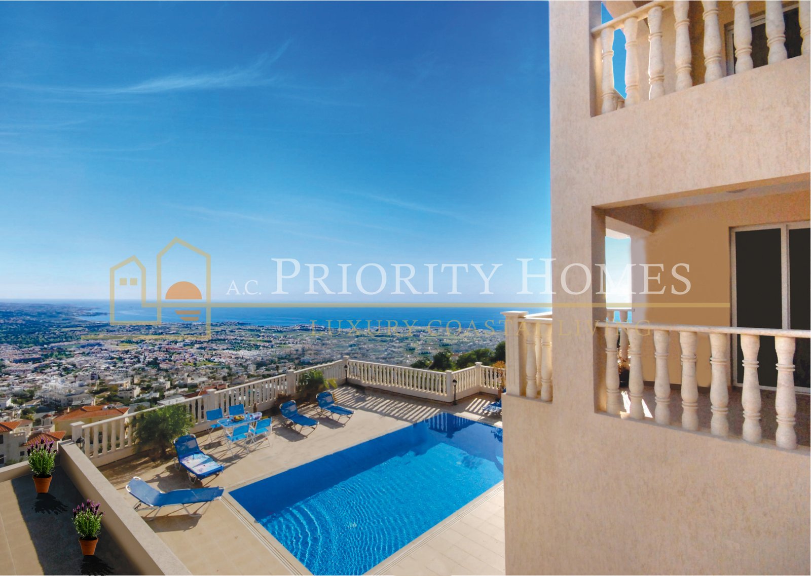 Five-Bedroom Villas with Panoramic Sea Views in Pegeia